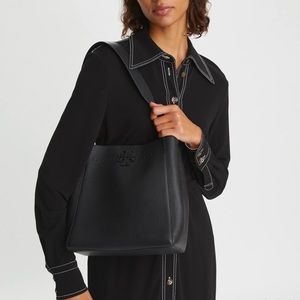 Tory Burch McGraw Shoulder Bucket Bag - Black